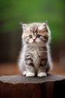 Kitten sitting on stump Art Print
